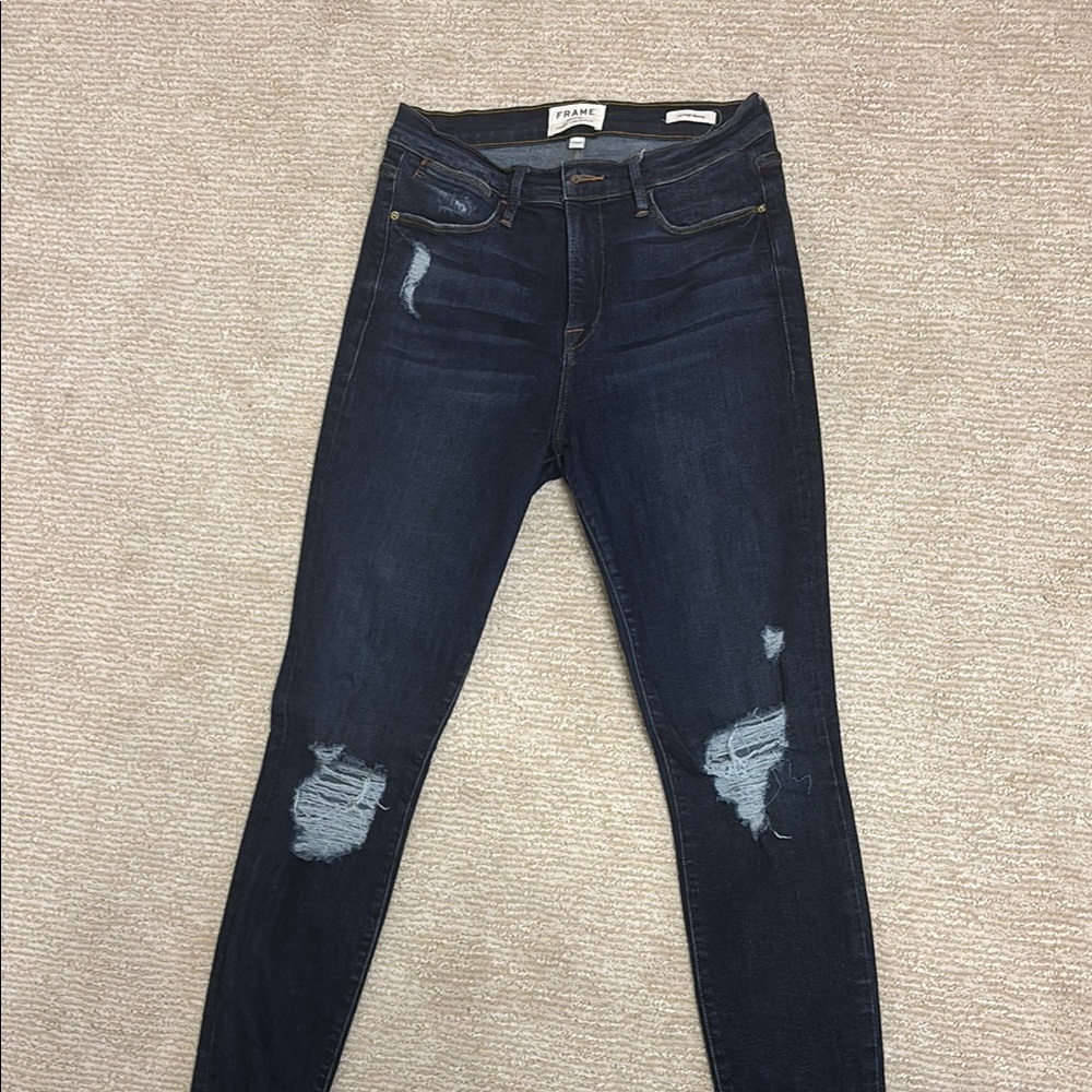 FRAME Dark Blue Distressed Women's Jeans
